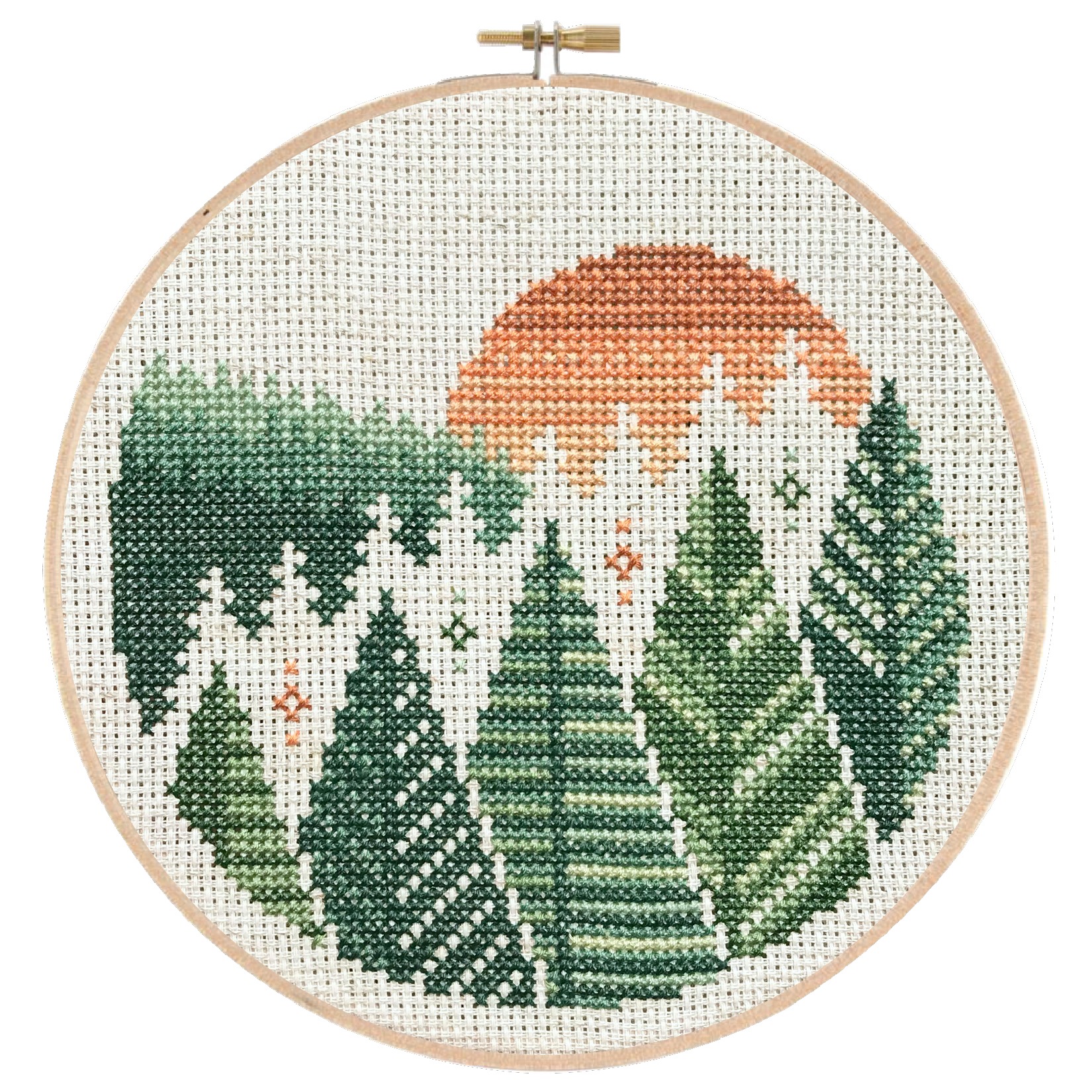 Northern Forests - Cross Stitch Pattern, zoomed in. Select this picture to zoom back out.