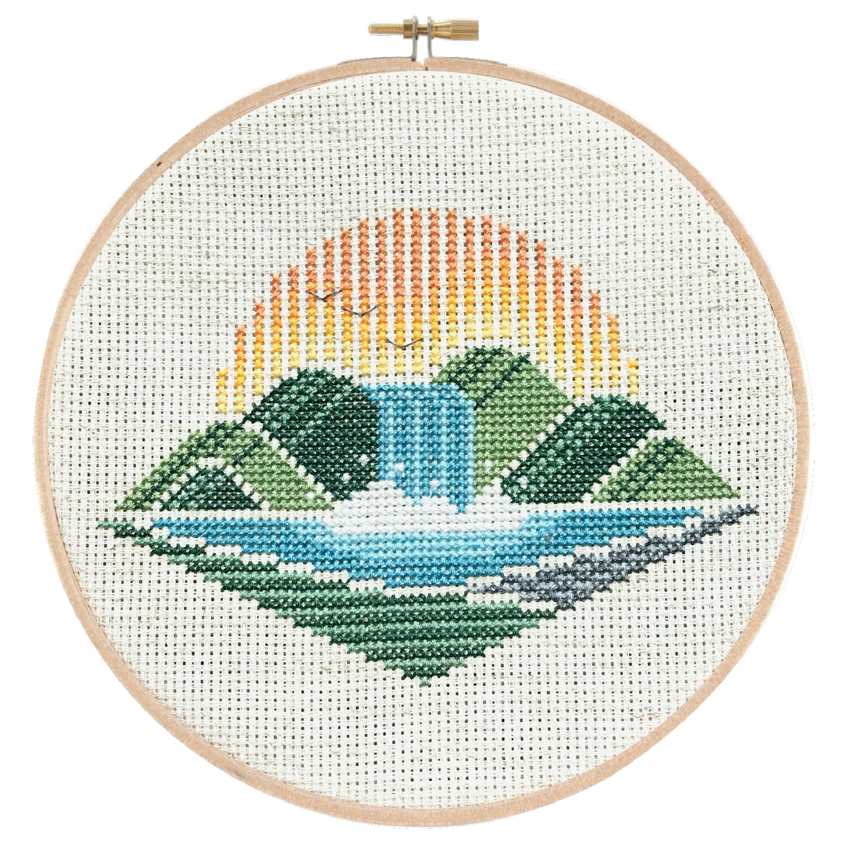 Waterfall Vista - Cross Stitch Pattern, zoomed in. Select this picture to zoom back out.