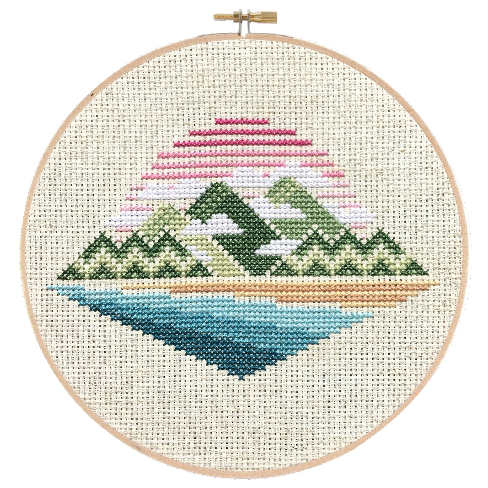 Misty Mountains - Cross Stitch Pattern, zoomed in. Select this picture to zoom back out.