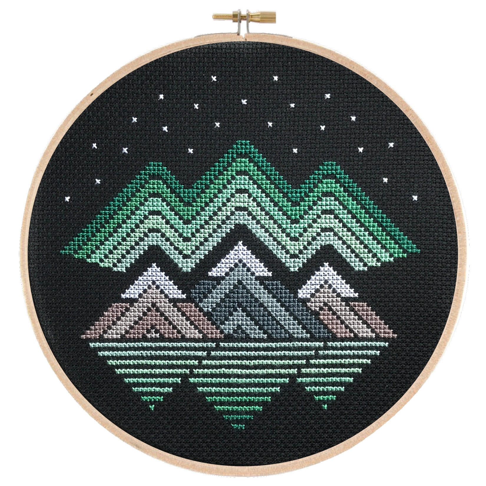 Northern Lights - Cross Stitch Pattern, zoomed in. Select this picture to zoom back out.
