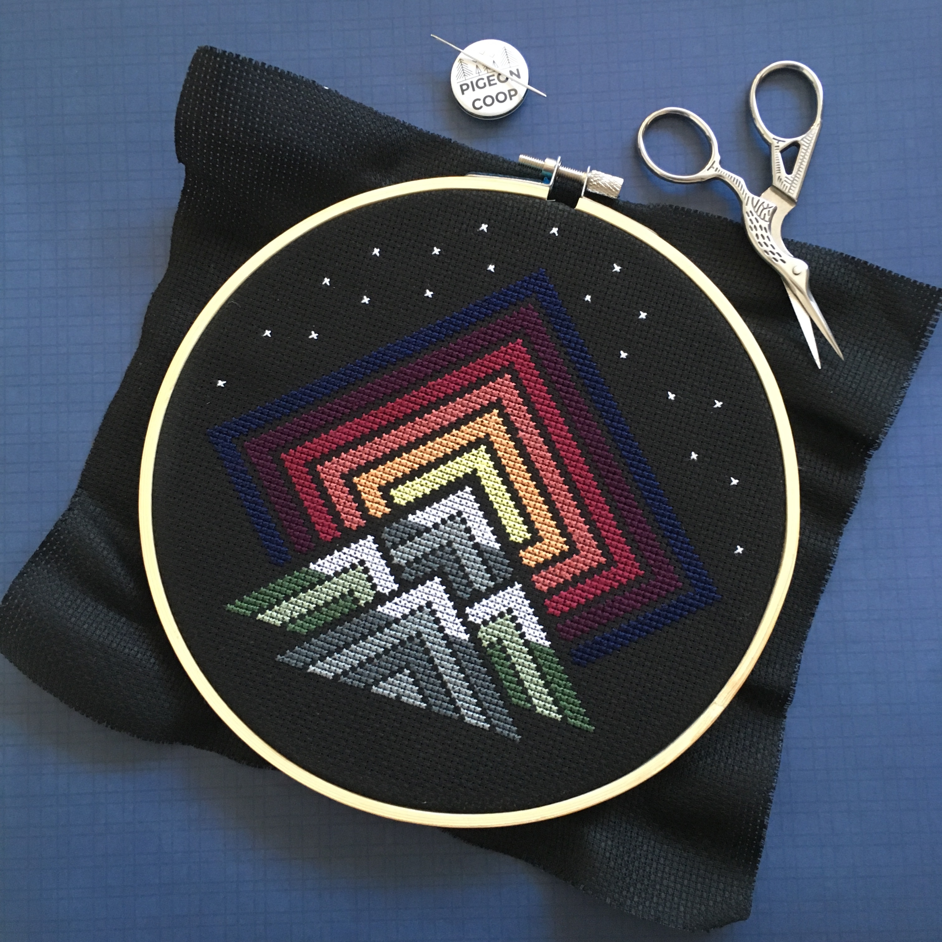 Sunset - Cross Stitch Pattern, different perspective #1, zoomed in. Select this picture to zoom back out.