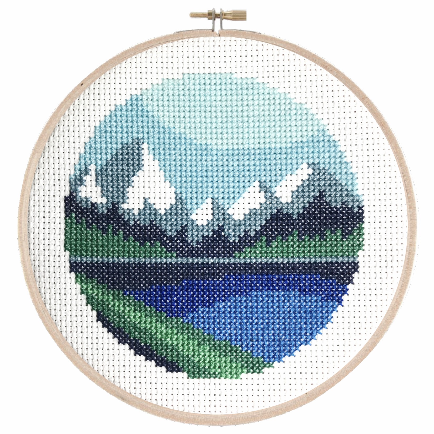 Blue Mountains - Cross Stitch Pattern, zoomed in. Select this picture to zoom back out.