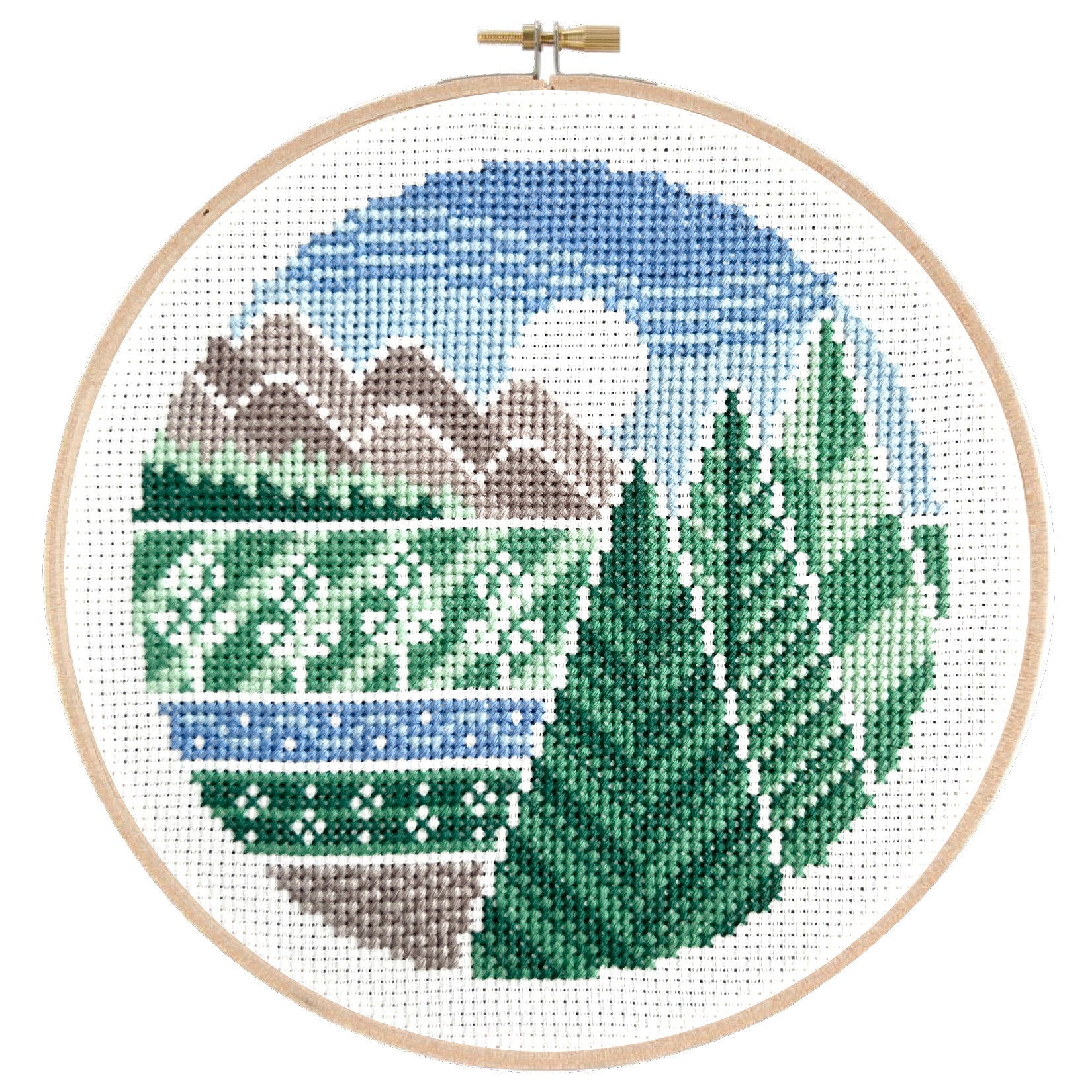Lush Valley - Cross Stitch Pattern, zoomed in. Select this picture to zoom back out.