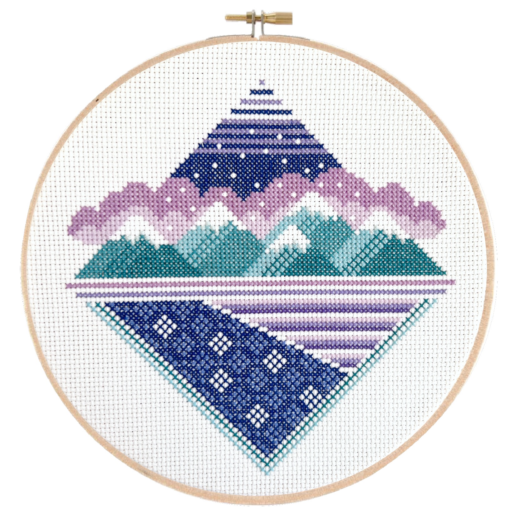 Frozen Peaks - Cross Stitch Pattern, zoomed in. Select this picture to zoom back out.