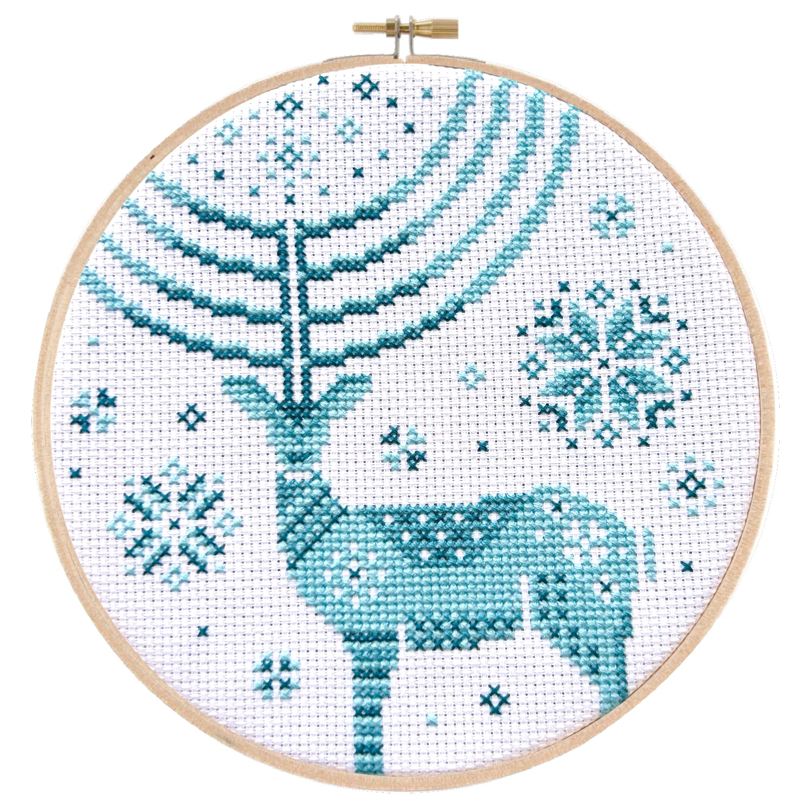 Winter Stag - Cross Stitch Pattern, zoomed in. Select this picture to zoom back out.