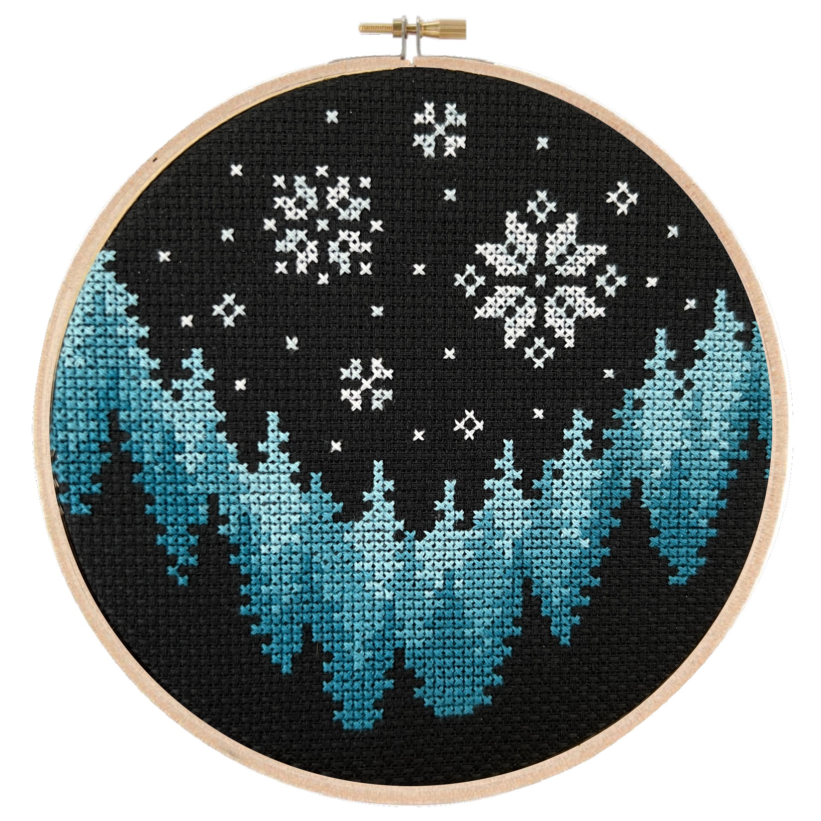 Snowy Woods - Cross Stitch Pattern, zoomed in. Select this picture to zoom back out.