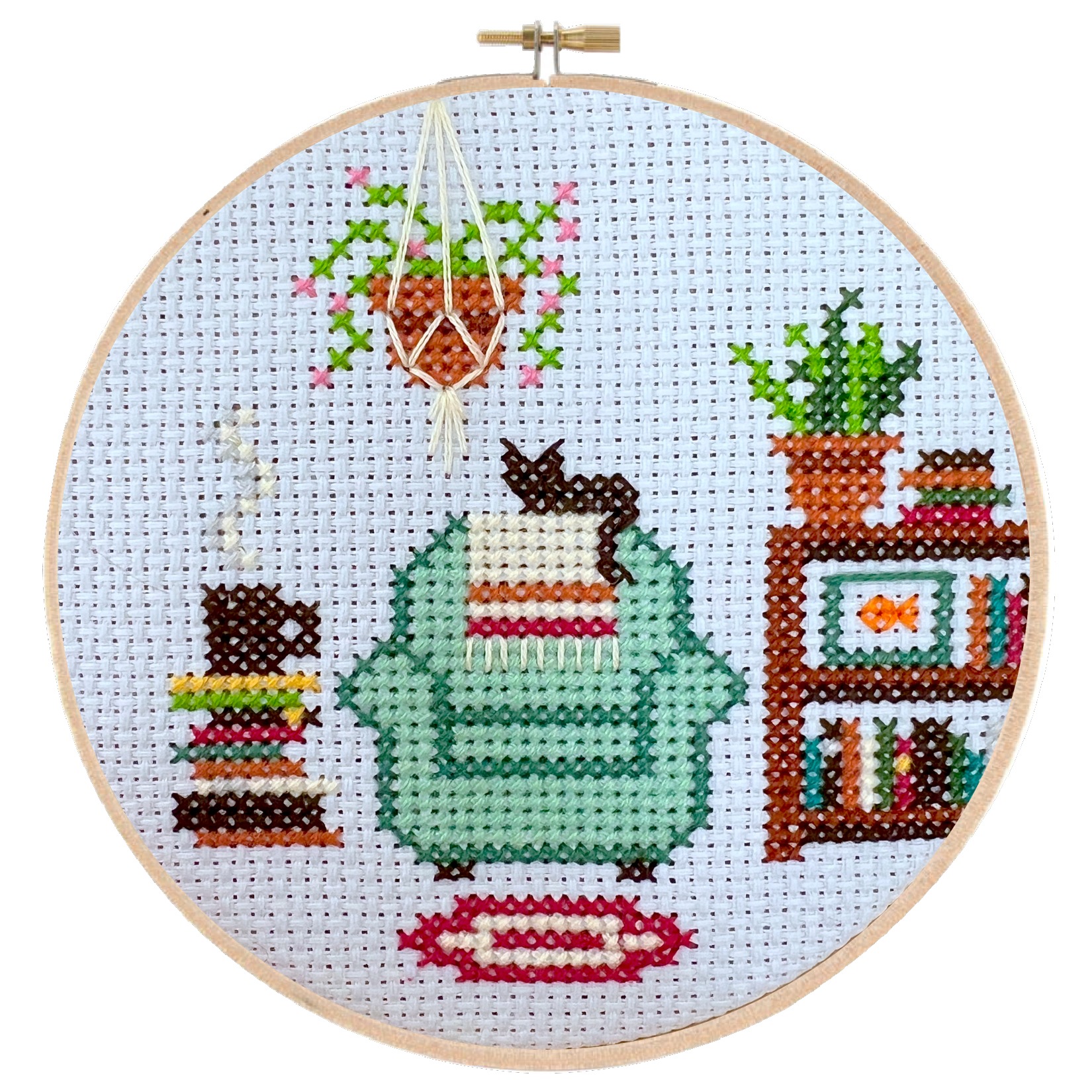 Reading Nook - Cross Stitch Pattern, zoomed in. Select this picture to zoom back out.