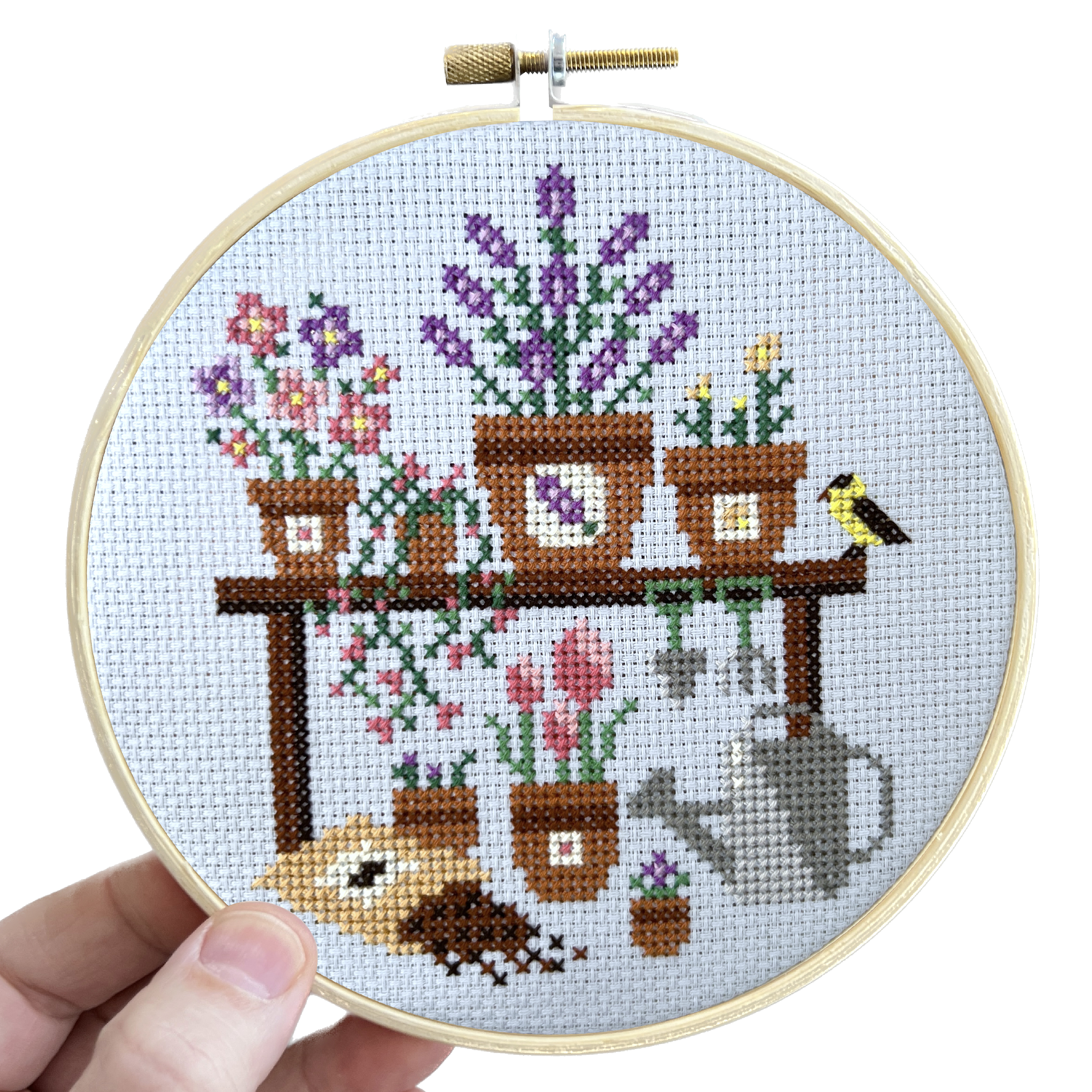 Potting Bench - Cross Stitch Pattern, zoomed in. Select this picture to zoom back out.