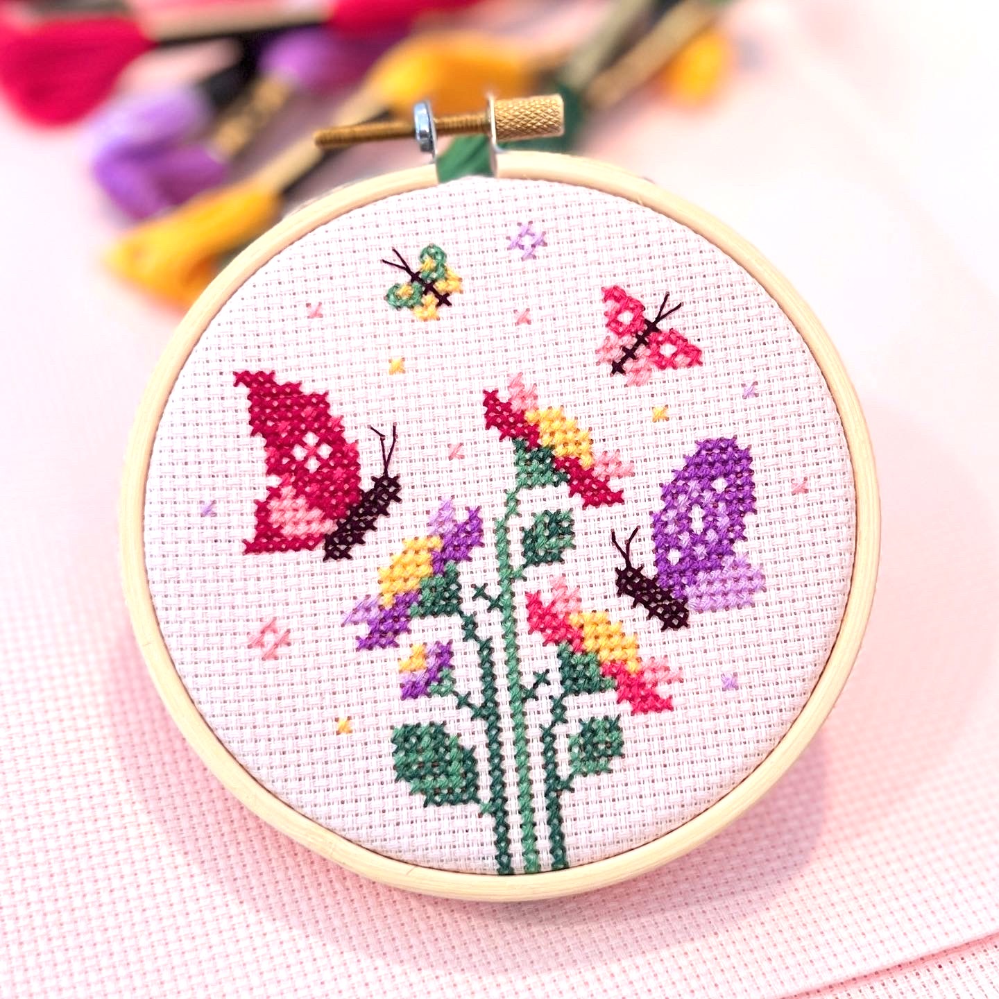 Butterfly Garden - Cross Stitch Pattern, different perspective #1, zoomed in. Select this picture to zoom back out.