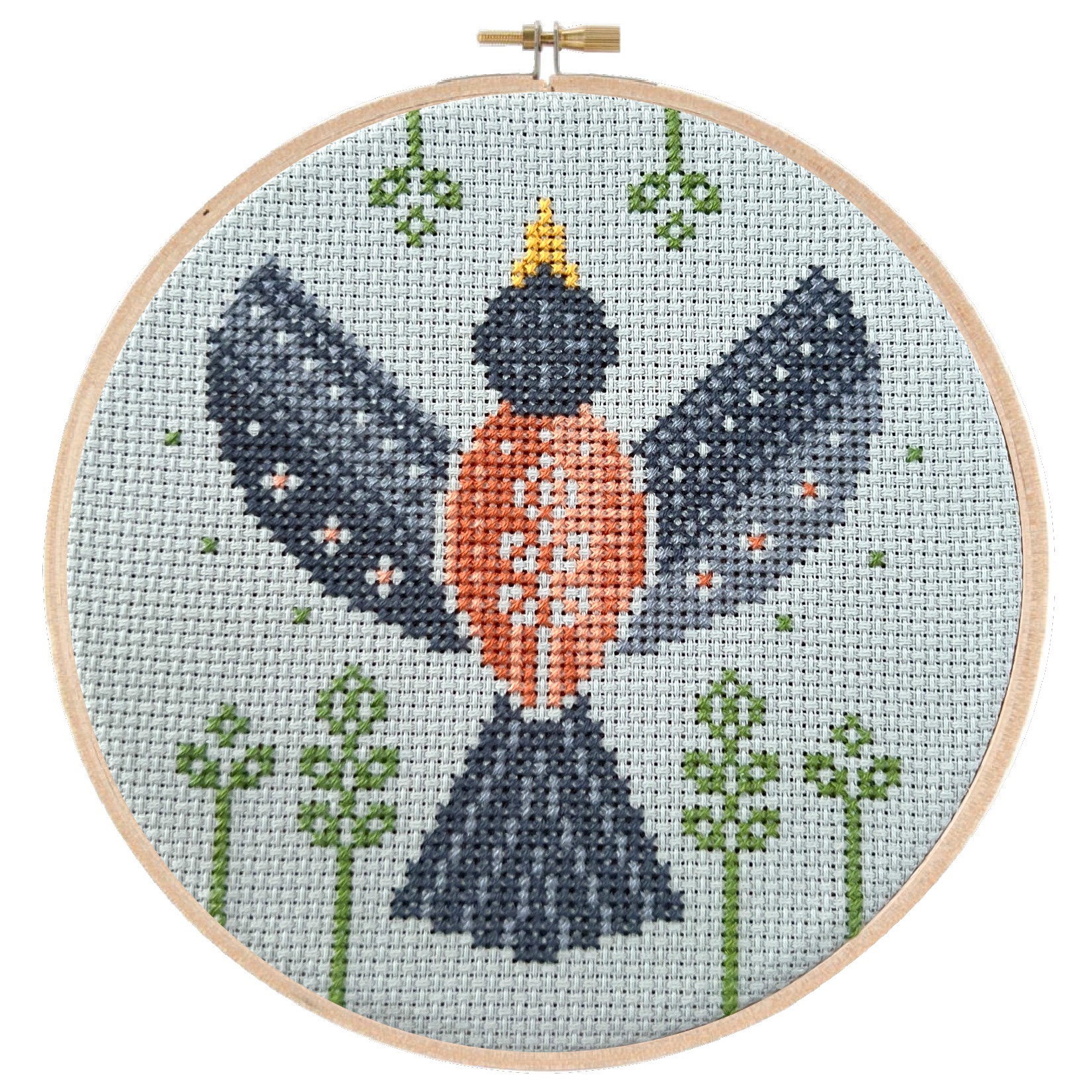 Spring Robin - Cross Stitch Pattern, zoomed in. Select this picture to zoom back out.