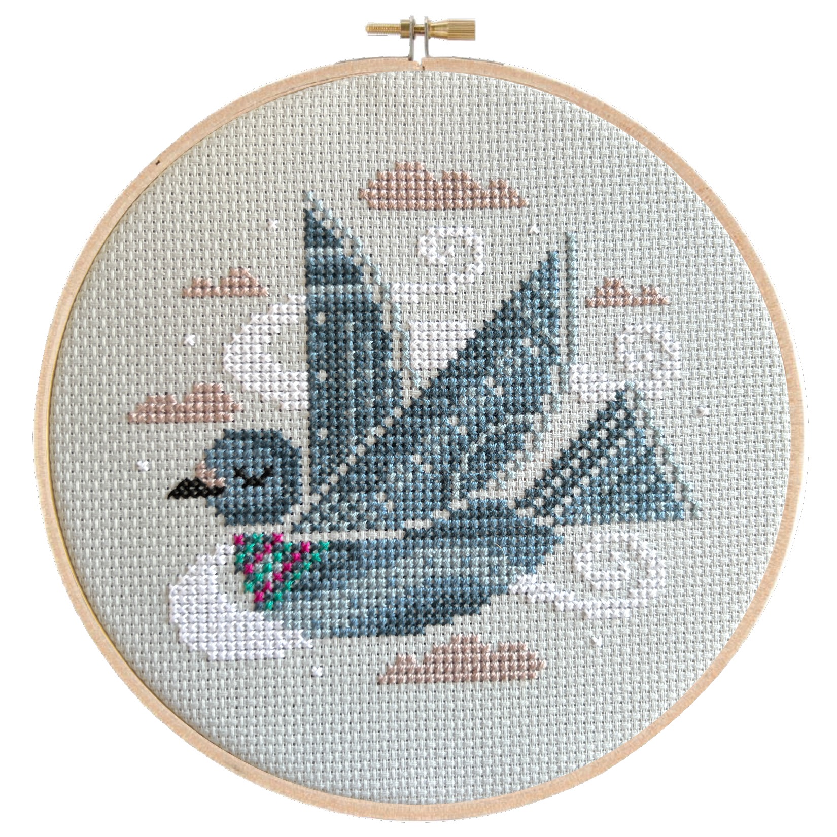 Soaring Pigeon - Cross Stitch Pattern, zoomed in. Select this picture to zoom back out.