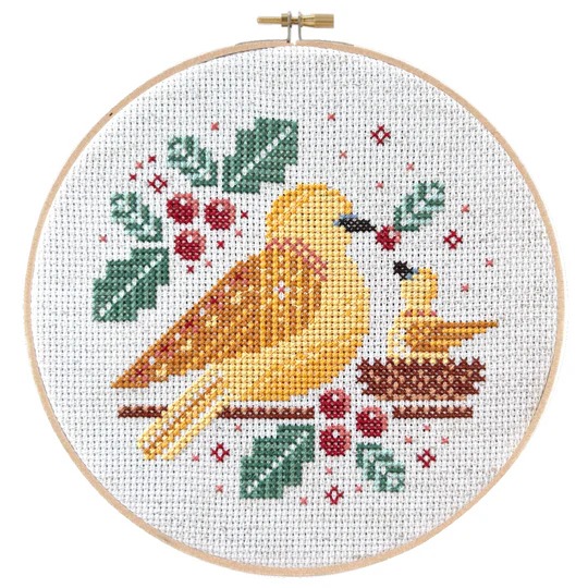 Turtle Doves - Christmas Cross Stitch Pattern, zoomed in. Select this picture to zoom back out.