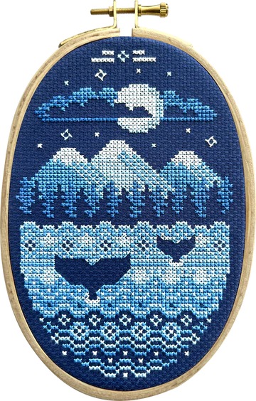 Moonlight Cove - Cross Stitch Pattern, zoomed in. Select this picture to zoom back out.