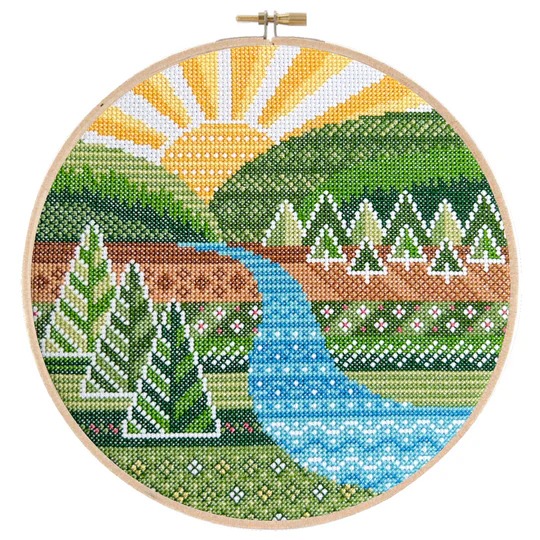 Winding River - Cross Stitch Pattern, zoomed in. Select this picture to zoom back out.