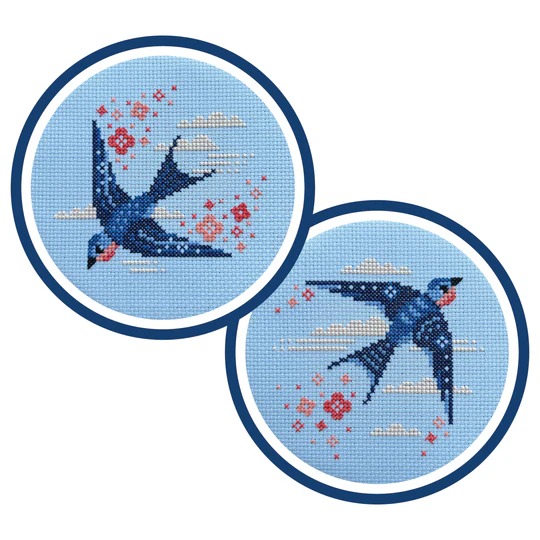 Swooping Swallows - Cross Stitch Pattern, zoomed in. Select this picture to zoom back out.