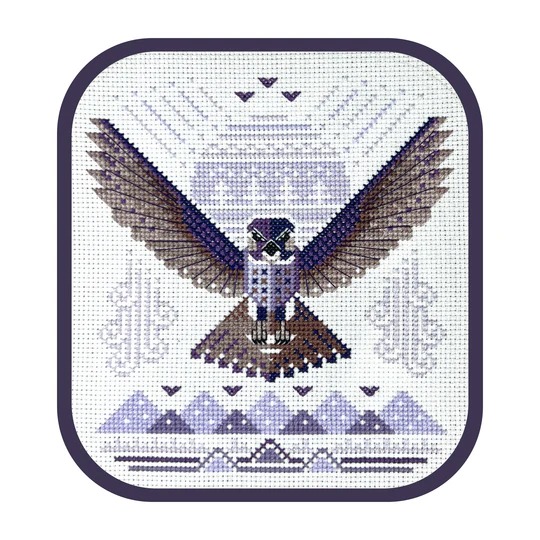 Peregrine Falcon - Cross Stitch Pattern, zoomed in. Select this picture to zoom back out.