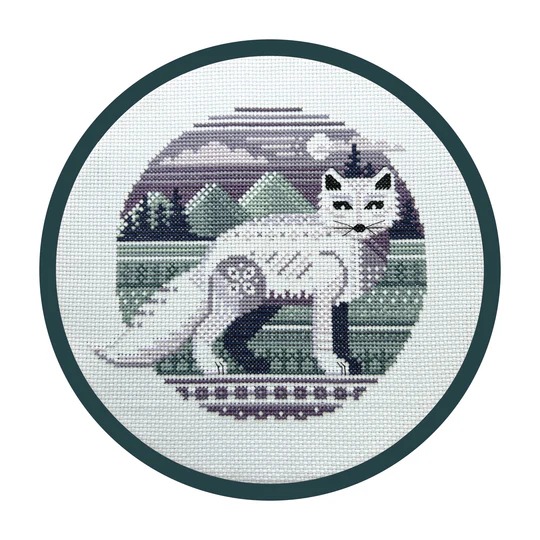 White Fox - Cross Stitch Pattern, zoomed in. Select this picture to zoom back out.
