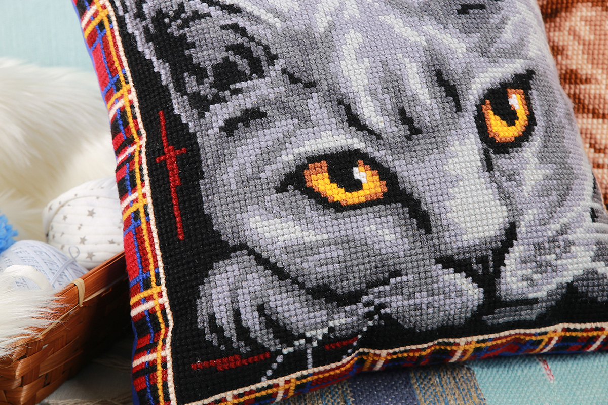 British Blue Cat (Cusion Front) - Cross Stitch Kit