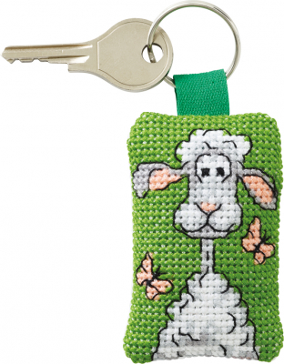 White Sheep Key Ring - Cross Stitch Kit