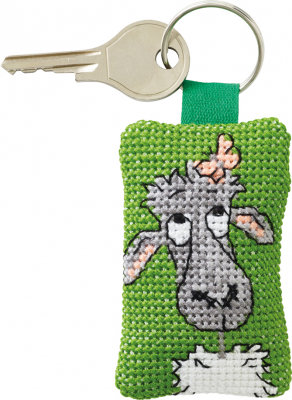 Grey Sheep Key Ring - Cross Stitch Kit