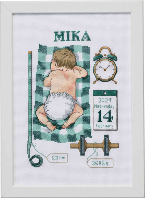 Mika Birth Announcement - Cross Stitch Kit