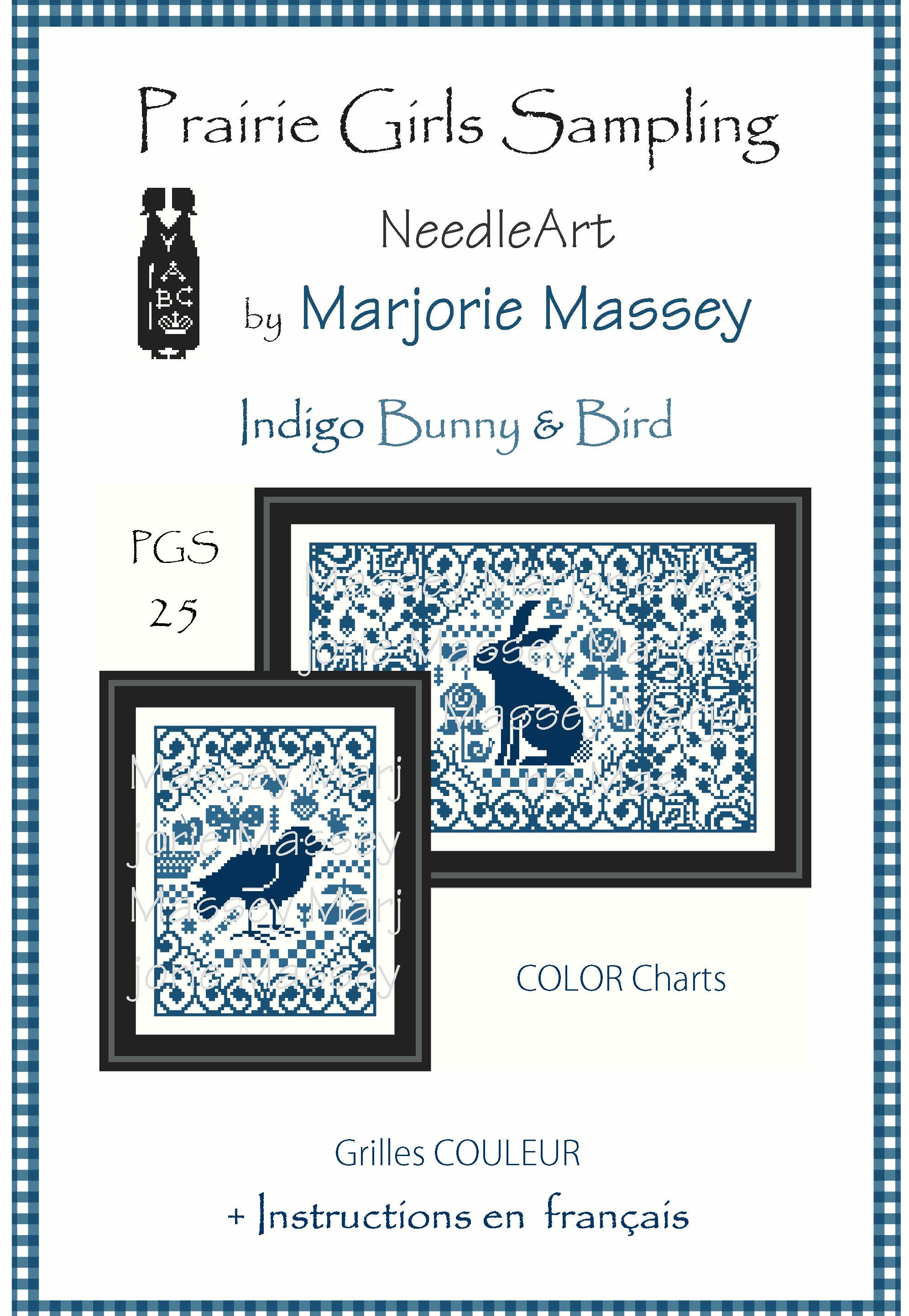 Indigo Bunny & Bird - Cross Stitch Pattern
