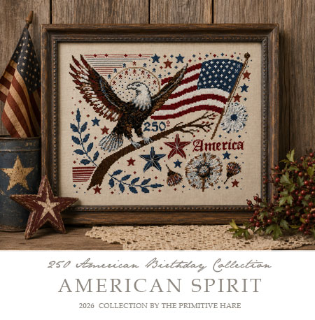 American Spirit - Patriotic Cross Stitch Kit, zoomed in. Select this picture to zoom back out.
