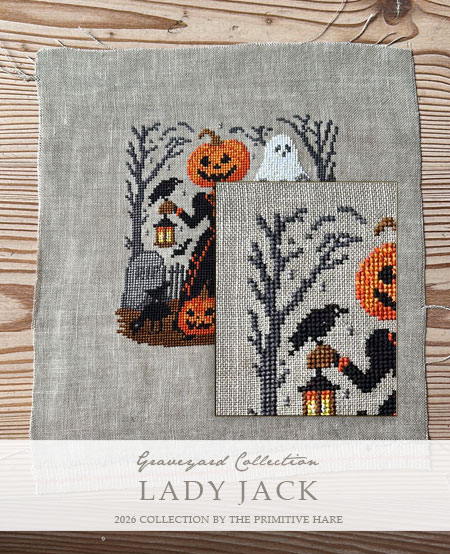 Lady Jack - Halloween Cross Stitch Pattern, different perspective #1, zoomed in. Select this picture to zoom back out.