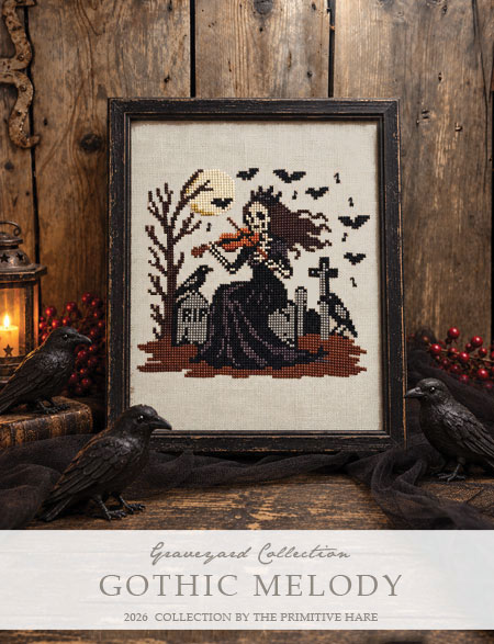 Goth Melody - Halloween Cross Stitch Pattern, zoomed in. Select this picture to zoom back out.