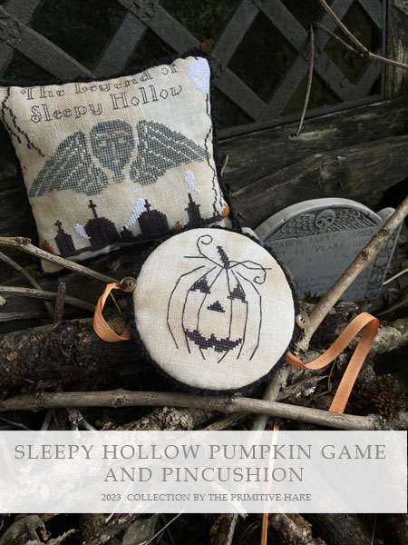 Sleepy Hollow Pumpkin Game - Halloween Cross Stitch Pattern, zoomed in. Select this picture to zoom back out.