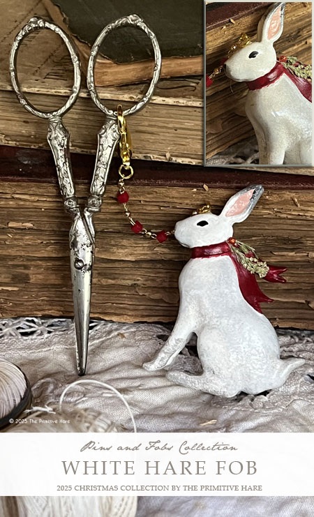 White Hare Christmas Scissor Fob