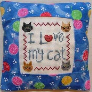 I Love my Cat Pillow Kit - Cross Stitch Kit