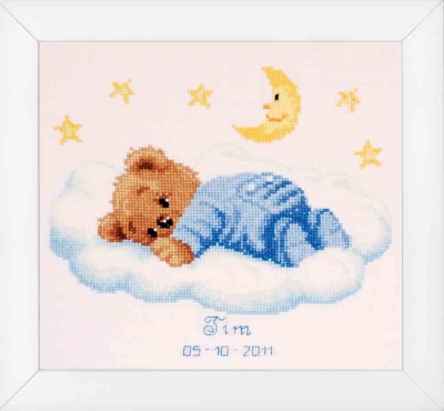 Sleeping Bear Birth Record - Cross Stitch Kit