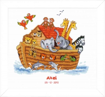 Noah's Ark Birth Record - Cross Stitch Kit