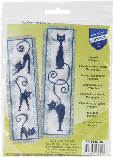 Cheerful Cats Bookmarks On Aida - Cross Stitch Kit