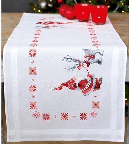 Christmas Elves Table Runner - Stamped Cross Stitch Kit