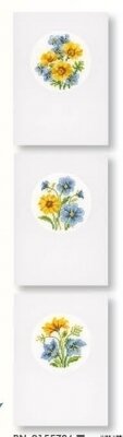 Blue & Yellow Flowers - Set of 3 Cards - Cross Stitch Kit