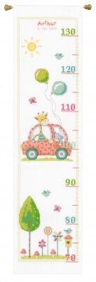 Road Trip with Giraffe & Bear Height Chart Cross Stitch Kit