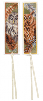 Owl with Feathers Bookmarks (Set of 2) - Cross Stitch Kit