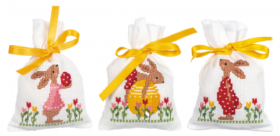 Easter Rabbits in Tulip Garden - Set of 3 Bags