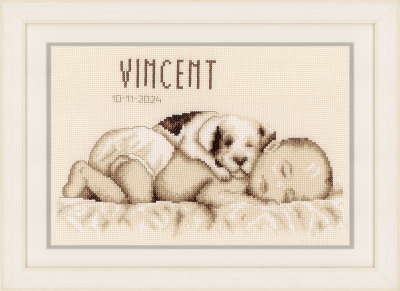 Baby & Dog Birth Sampler - Cross Stitch Kit