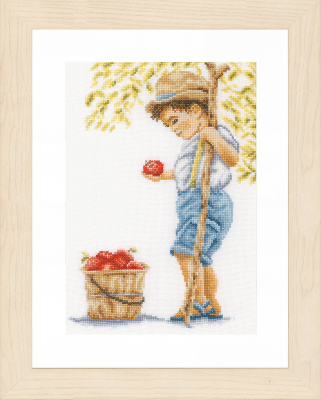 Boy with Apples (with Evenweave) - Cross Stitch Kit