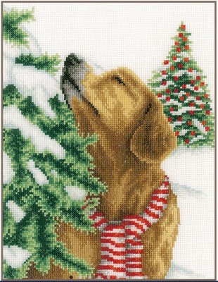 Dog in Christmas Scenery - Cross Stitch Kit
