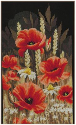 Wild Poppies - Cross Stitch Kit, zoomed in. Select this picture to zoom back out.