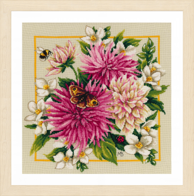 Pink Silk Dahlia - Cross Stitch Kit