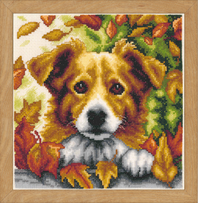 Dog in Autumn - Cross Stitch Kit