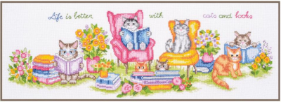 Kittens & Books - Cross Stitch Kit