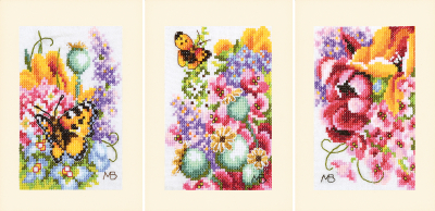Flower Power Bouquet - Set of 3 Cards - Cross Stitch Kit
