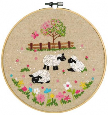 Sheep in the Meadow Ring - Embroidery Kit