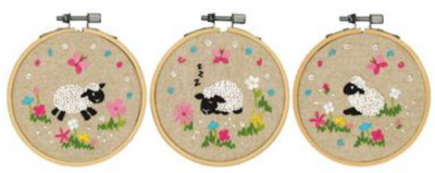 Sheep in the Meadow Rings (Set of 3) - Embroidery Kit